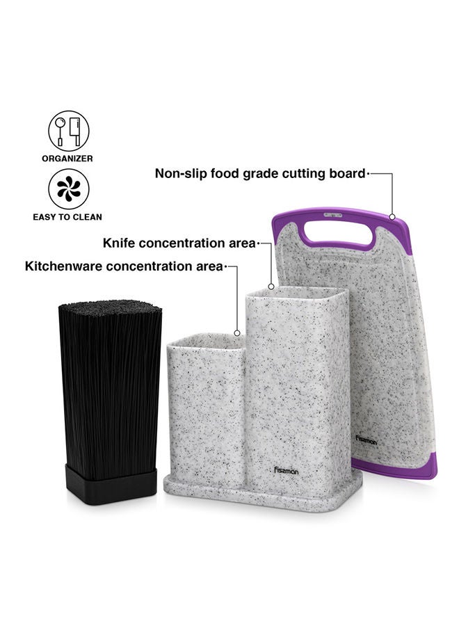 Fissman منظم سكاكين وأدوات المطبخ 21.5x13.2x23 سم مع لوح تقطيع 33x20x0.6 سم بلاستيك - Image 2