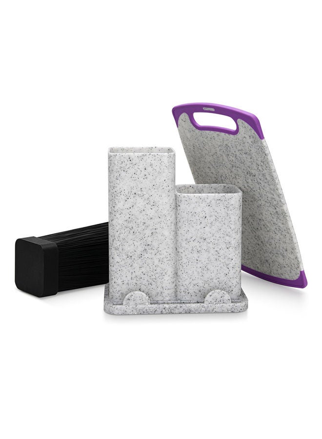 Fissman منظم سكاكين وأدوات المطبخ 21.5x13.2x23 سم مع لوح تقطيع 33x20x0.6 سم بلاستيك - Image 3