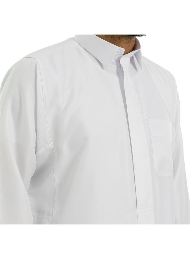 لبسون ثوب لبسون الرجالي الأبيض الفاخر – سحاب قلاب - Image 1