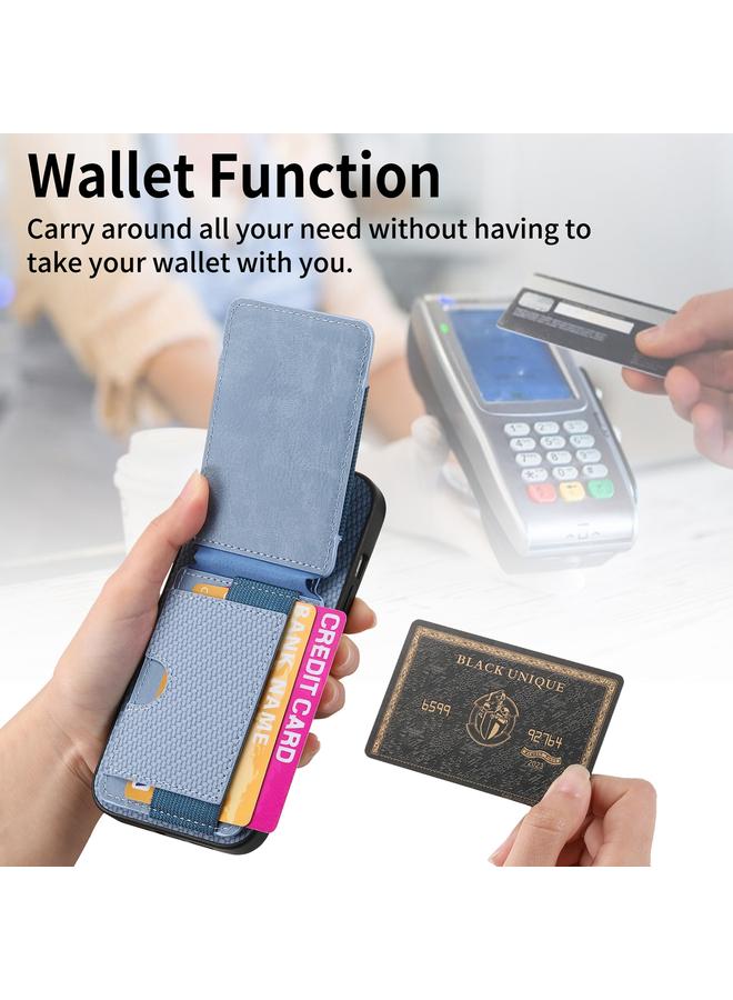 erorex Case For iPhone 13 Pro Max Carbon Fiber Vertical Flip Wallet Stand Phone Case - Image 4