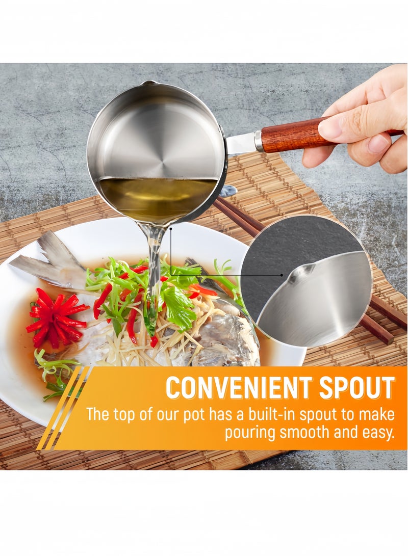 nihao 304 Oil Pouring Pot Kitchen Stainless Steel Hot Oil Burning Oil Pouring Oil Pot - 500 ML - Image 4