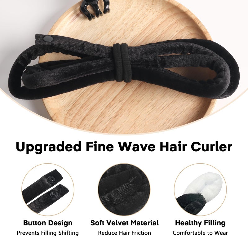 Gwabee Velvet Heatless Curls Overnight Hair Curlers to Sleep In, Overnight Curls Thin Heatless Hair Curler - No Heat Curlers for Long Hair Volume, Heatless Curling Set with Bonnet - Black - Image 4