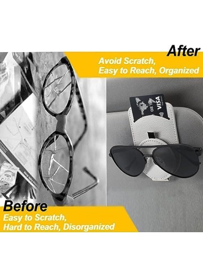 CAZADORA Leather Sunglass Holder for Car Visor — Cazadora Premium Visor Sunglasses Organizer, Magnetic Leather Eyewear Case & Card Holder for Car Interior — Protects & Secures Your Shades During Driving, Easy One-Hand Access, Slim Space-Saving Design, Universal Fit for Most Sun Visors, Anti-Slip Magnetic Adsorption, Durable Genuine Leather Finish, Stylish Gray Color to Match Modern Cars, Includes Multi-Function Pocket for Cards & Receipts, Quick Install with Clip & Hook, Ideal Travel & Daily Commute Accessory, Prevents Scratches & Lens Damage, Keeps Cockpit Tidy — Best Car Accessory Gift for Drivers, Commuters, Rideshare & Family Cars (Gray) - Image 2