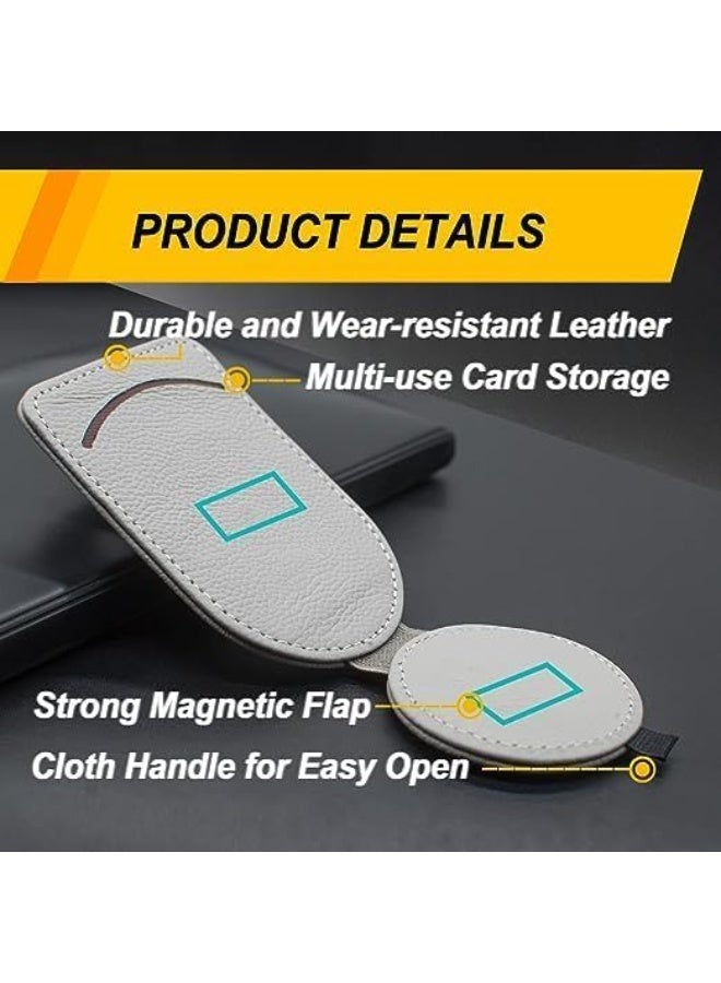 CAZADORA Leather Sunglass Holder for Car Visor — Cazadora Premium Visor Sunglasses Organizer, Magnetic Leather Eyewear Case & Card Holder for Car Interior — Protects & Secures Your Shades During Driving, Easy One-Hand Access, Slim Space-Saving Design, Universal Fit for Most Sun Visors, Anti-Slip Magnetic Adsorption, Durable Genuine Leather Finish, Stylish Gray Color to Match Modern Cars, Includes Multi-Function Pocket for Cards & Receipts, Quick Install with Clip & Hook, Ideal Travel & Daily Commute Accessory, Prevents Scratches & Lens Damage, Keeps Cockpit Tidy — Best Car Accessory Gift for Drivers, Commuters, Rideshare & Family Cars (Gray) - Image 3