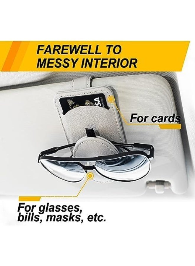 CAZADORA Leather Sunglass Holder for Car Visor — Cazadora Premium Visor Sunglasses Organizer, Magnetic Leather Eyewear Case & Card Holder for Car Interior — Protects & Secures Your Shades During Driving, Easy One-Hand Access, Slim Space-Saving Design, Universal Fit for Most Sun Visors, Anti-Slip Magnetic Adsorption, Durable Genuine Leather Finish, Stylish Gray Color to Match Modern Cars, Includes Multi-Function Pocket for Cards & Receipts, Quick Install with Clip & Hook, Ideal Travel & Daily Commute Accessory, Prevents Scratches & Lens Damage, Keeps Cockpit Tidy — Best Car Accessory Gift for Drivers, Commuters, Rideshare & Family Cars (Gray) - Image 4