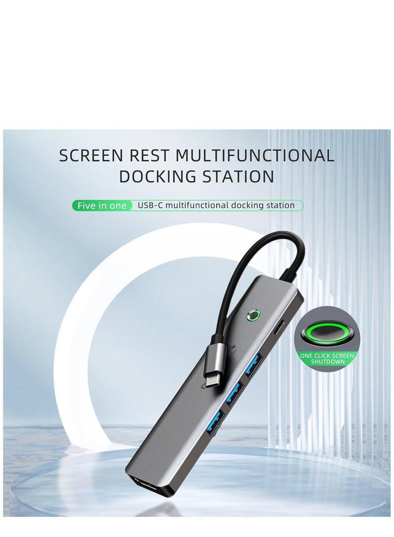 One Click Screen Projection/One Click Screen Rest MF Docking Station, Great for Kids with Laptops for School, 4K HDMI HUB USB Splitter 5 in 1 100W PD for MacBook/Pad Pro/Laptop/Phones  - Image 2