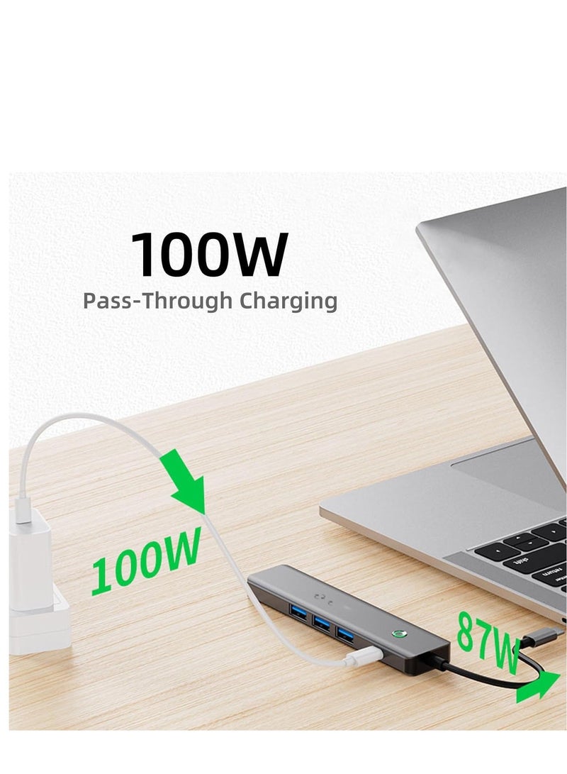 One Click Screen Projection/One Click Screen Rest MF Docking Station, Great for Kids with Laptops for School, 4K HDMI HUB USB Splitter 5 in 1 100W PD for MacBook/Pad Pro/Laptop/Phones  - Image 3