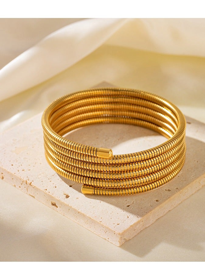 Titanium Steel Single Multi Loop Multi Layers Spring Wrap Bracelet Stretch Circle Vegetable Ring Bracelet Bracelet Jewelry Bracelet - Image 2