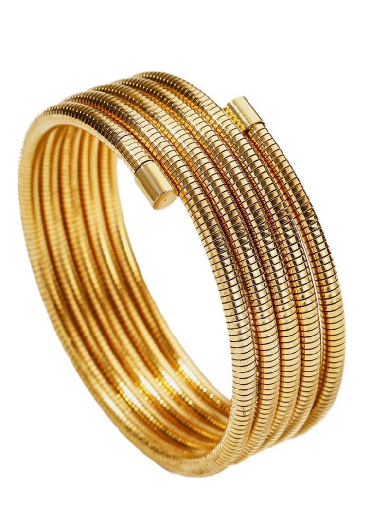 Titanium Steel Single Multi Loop Multi Layers Spring Wrap Bracelet Stretch Circle Vegetable Ring Bracelet Bracelet Jewelry Bracelet - Image 1