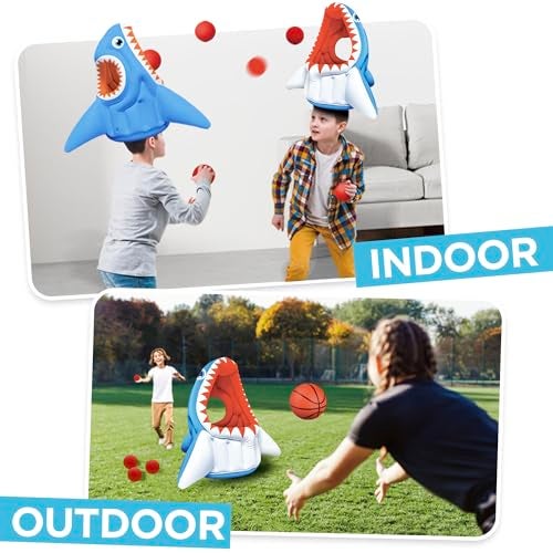 iPlay, iLearn Pool Wave Kids Shark Pool Toy, 3-in-1 Inflatable Float Water Game Basketball Football Head Hoop Toss, Toddler Outdoor Summer Swimming Floating, Cool Family Party Gift Age 3 4 5 6 7 8 Year Old Boy Girl - Image 3