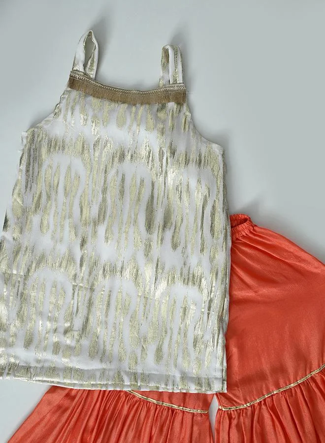 BELLA MODA Strappy Shiny Top & Tiered Sharara Co-Ords Set by Styli
