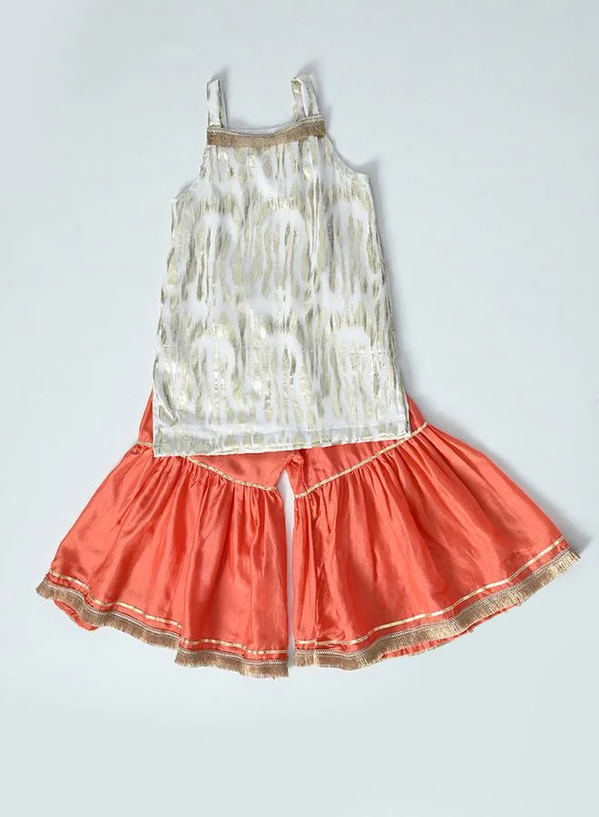 BELLA MODA Strappy Shiny Top & Tiered Sharara Co-Ords Set by Styli