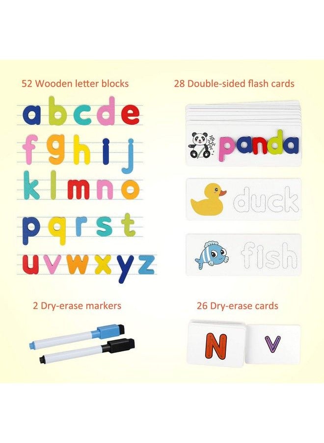 Coogam - Reading & Spelling Learning Toy Wooden Letters Flash Cards Sight Words Matching Abc Alphabet Recognition Game Preschool Educational Tool Set For 3 4 5 Years Old Boys And Girls Kids - Image 1