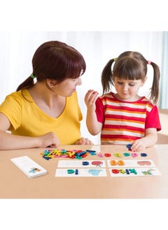 Coogam Reading & Spelling Learning Toy Wooden Letters Flash Cards Sight Words Matching Abc Alphabet Recognition Game Preschool Educational Tool Set For 3 4 5 Years Old Boys And Girls Kids  - Image 5