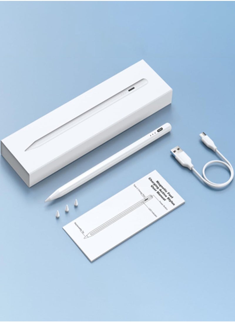 Arabest - Stylus Pen for iPad W/Palm Rejection Tilt Sensitivity,13 Mins Fully Charged,MEKO Active Touch Screen Apple Pencil Compatible W/iPad 6/7/8/9/10,iPad Pro12.9&11",iPad Air3/4/5,iPad mini5/6(White+3Nibs) - Image 1