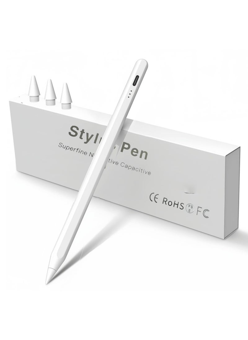 Arabest - Stylus Pen for iPad W/Palm Rejection Tilt Sensitivity,13 Mins Fully Charged,MEKO Active Touch Screen Apple Pencil Compatible W/iPad 6/7/8/9/10,iPad Pro12.9&11",iPad Air3/4/5,iPad mini5/6(White+3Nibs) - Image 1