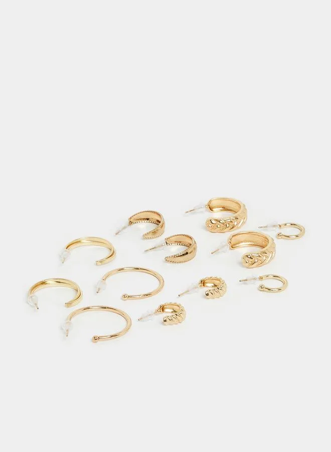 Styli Set of 6 - Textured Metal Hoop Earrings