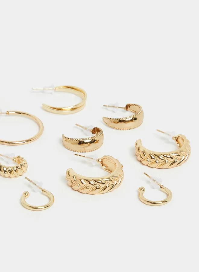 Styli Set of 6 - Textured Metal Hoop Earrings