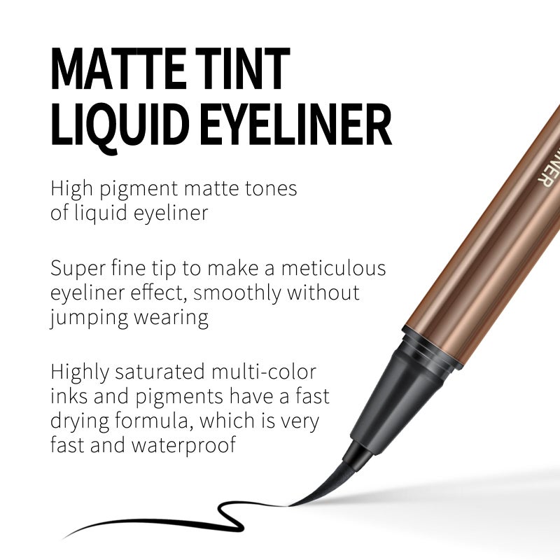 KYDA 2 Colors Liquid Eyeliner, Black Brown Matte Tint, Ultra Fine Tip, Lasting Pigment Eyeliner Pencil, Silky Smooth Formula, Quick Drying - Image 4