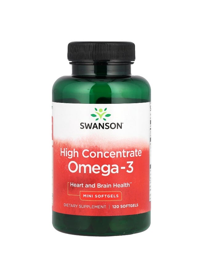 SWANSON سوانسون، أوميغا-3، تركيز عالي، 120 كبسولة لينة صغيرة - Image 1