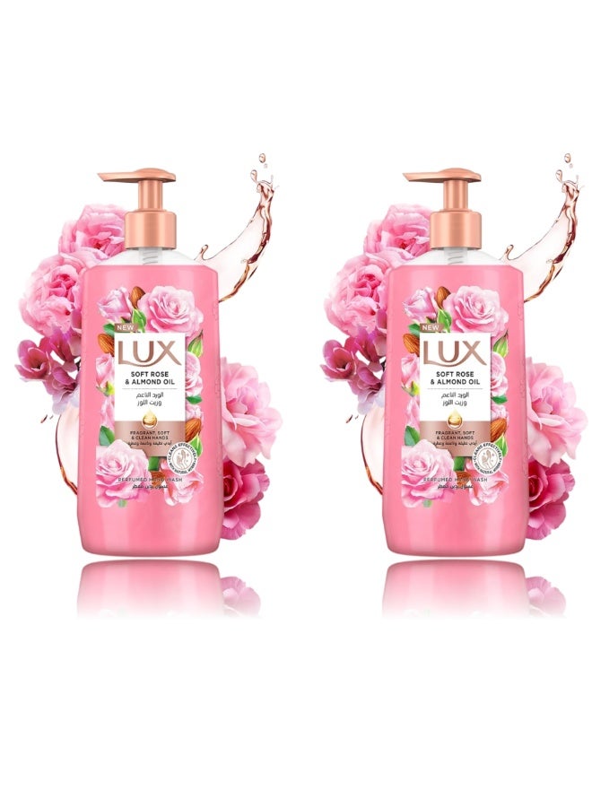 Lux Soft Rose Anti Bacterial Liquid Hand Wash Pack Of 2 Enriched With Glycerin For All Skin Types 250 ml