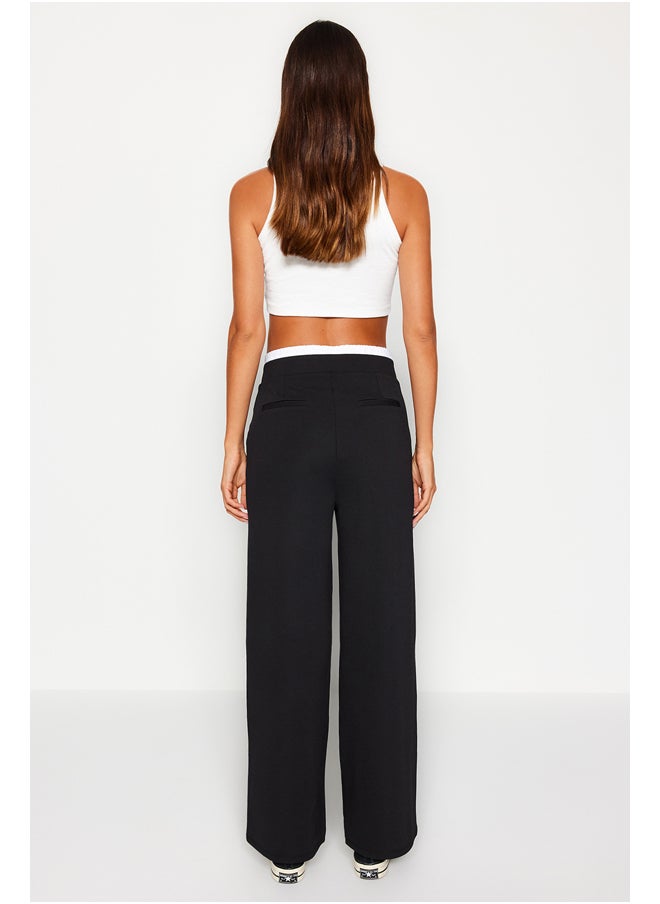 trendyol - Black Wide Leg Boxer Trousers with Belt Detail TWOAW24PL00360 - Image 1