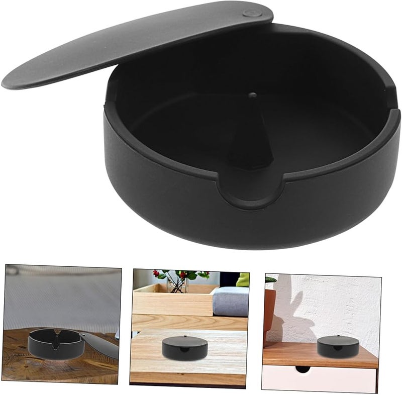 Silicone Ashtray With Lid Portable Desktop Ash Box Shatter Resistant Home Decor - Image 5