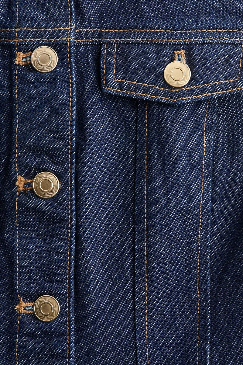 اتش اند ام جاكيت بدون أكمام من الدنيم بحافة بيبليوم