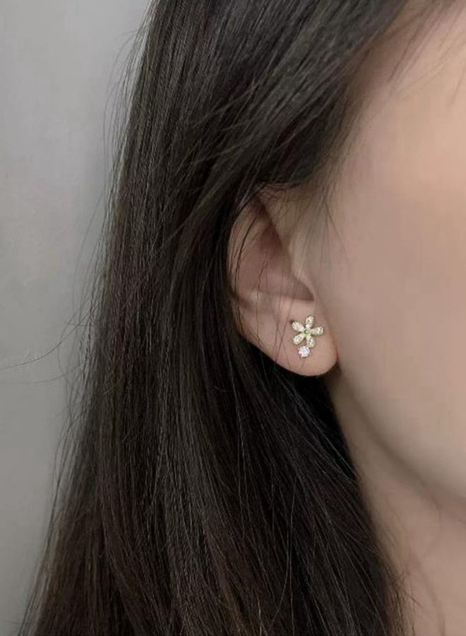 A Pair Of Sterling Silver 925 Earrings 18K Gold Plated Adorned With Diamonds Elegant Versatile For Dates Birthdays Anniversaries Valentine Day Gifts For Girls Women - Image 2