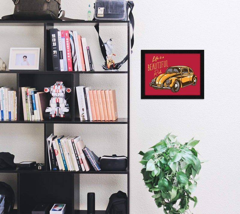 ArtX Paper Motivational Quote Life is a Beautiful Ride Yellow Car Wall Frame Art Painting, Multicolor, Motivational, 10 X 13 Inches, Set of 1 - Image 3