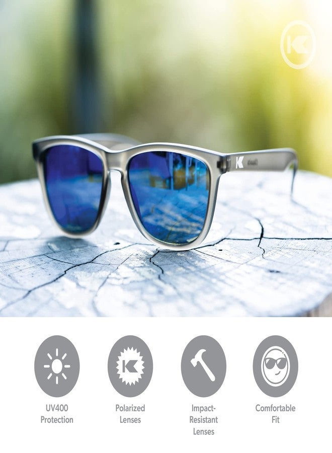 Knockaround Classics Polarized Sunglasses for Men & Women - Impact Resistant Lenses & Full UV400 Protection, Translucent Grey Frames/Blue Reflective Lenses - Image 2