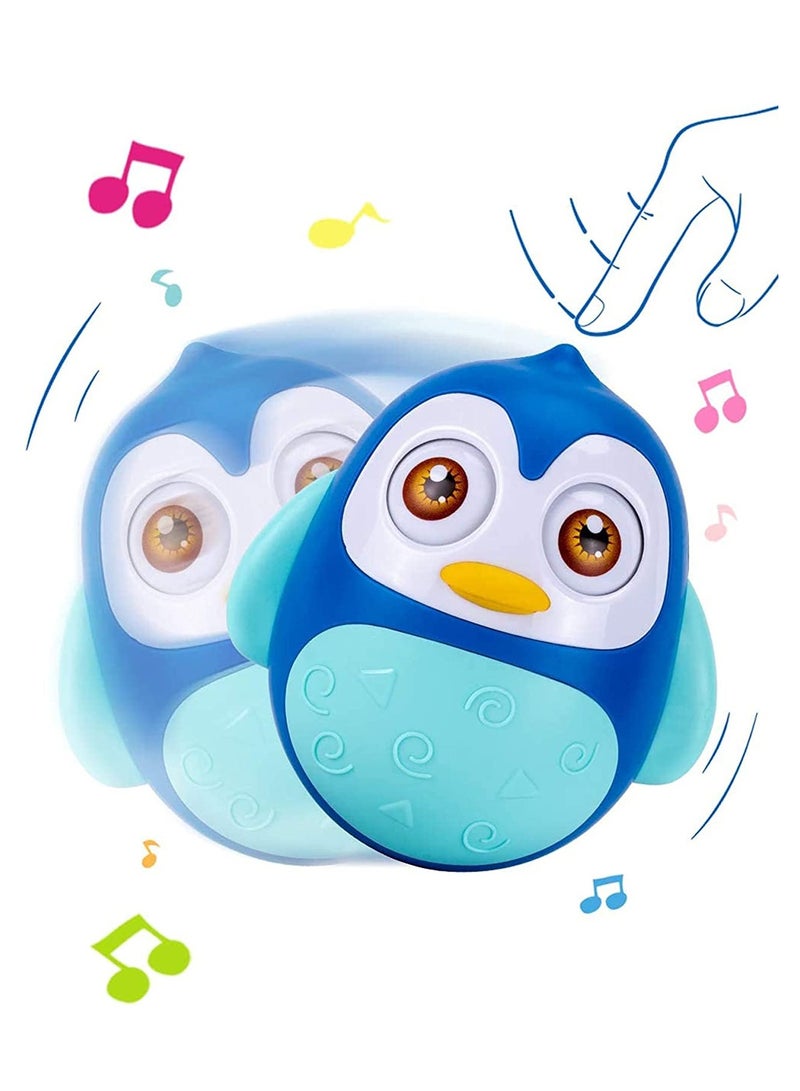 SYOSI Baby Toys 6 To 12 Months Developmental, Tummy Time Toys, Penguin Tumbler Wobbler for Infant Boy Girl Gifts Toy with Soothing Tinkling Sound, Perfect Sensory Toy for Children Blue - Image 1