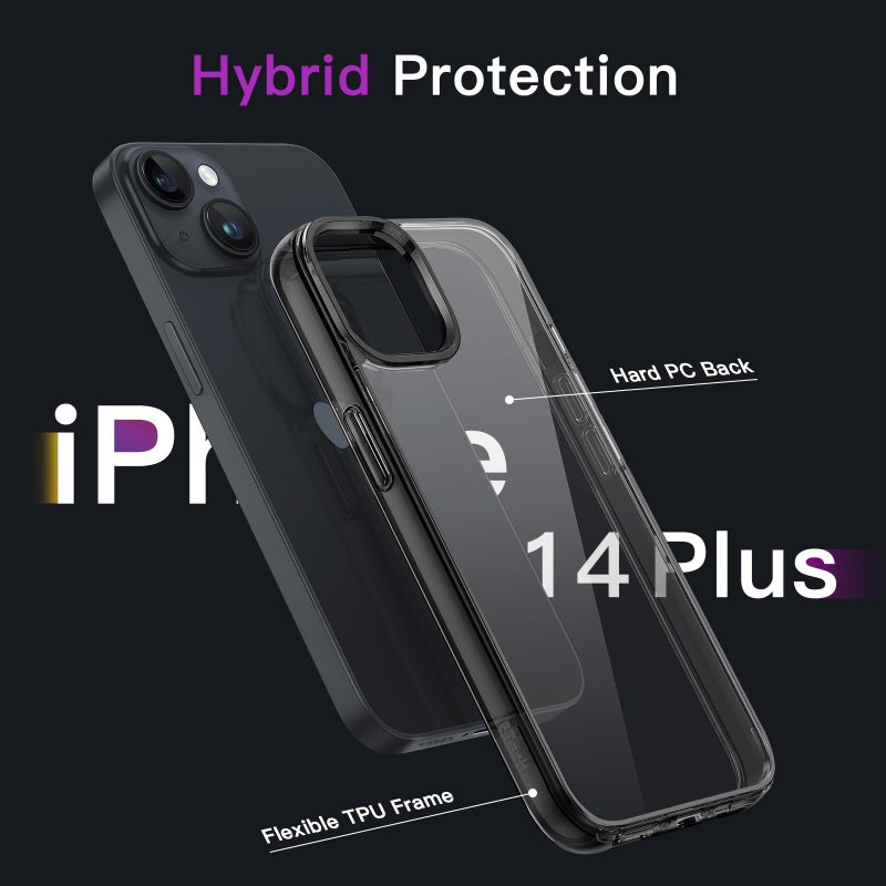 JETech Case for iPhone 14 Plus 6.7-Inch, Non-Yellowing Shockproof Phone Bumper Cover, Anti-Scratch Clear Back (Black) - Image 3