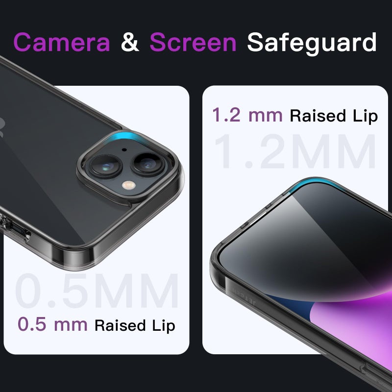 JETech Case for iPhone 14 Plus 6.7-Inch, Non-Yellowing Shockproof Phone Bumper Cover, Anti-Scratch Clear Back (Black) - Image 5