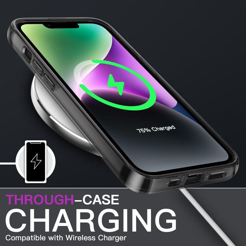 JETech Case for iPhone 14 Plus 6.7-Inch, Non-Yellowing Shockproof Phone Bumper Cover, Anti-Scratch Clear Back (Black) - Image 4