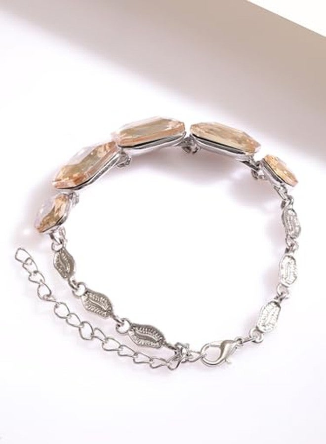 Rubans Women Brass Cubic Zirconia Silver-Plated Link Bracelet - Image 5