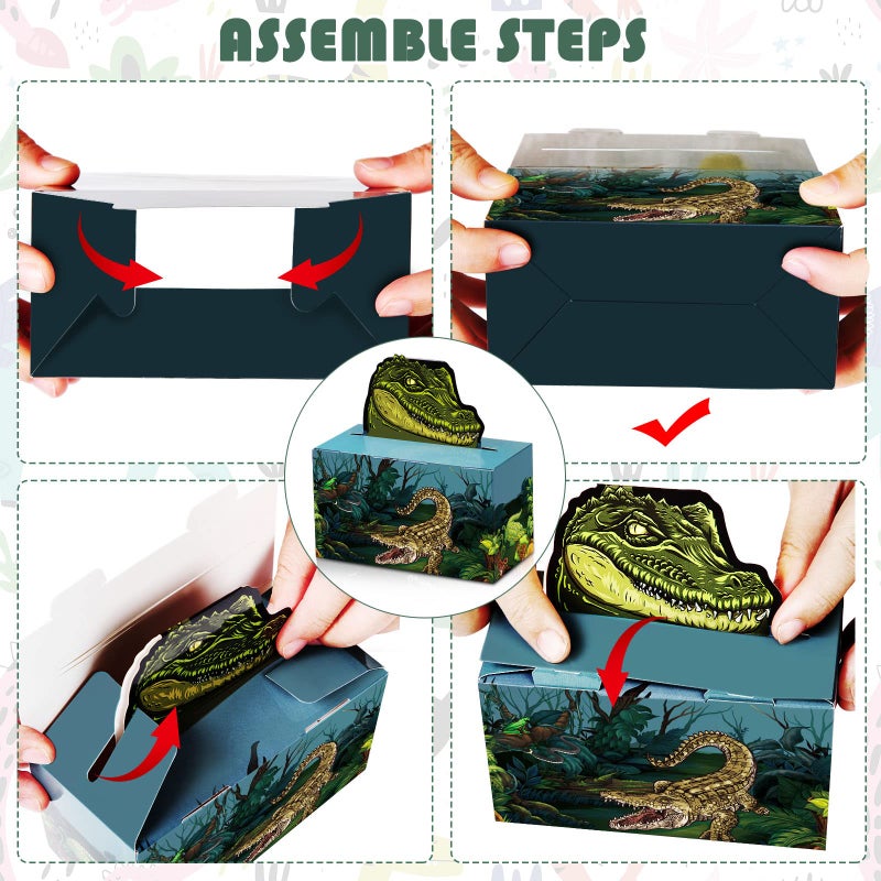 Nezyo 24 Pcs Reptile Birthday Party Supplies Snake Party Decorations Lizard Frog Crocodile Boxes for Jungle Baby Shower Birthday, 4.8 x 2.4 x 6.3 Inch - Image 4