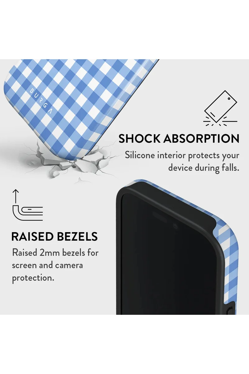 BURGA iPhone 16 pro Case, 2 Piece Hard Shell + TPU Silicone Interior, Shock Absorption, All Port Accessible, Raised Bezel For Screen &amp; Camera Protection, Never Fading HQ Print,Lovely Day