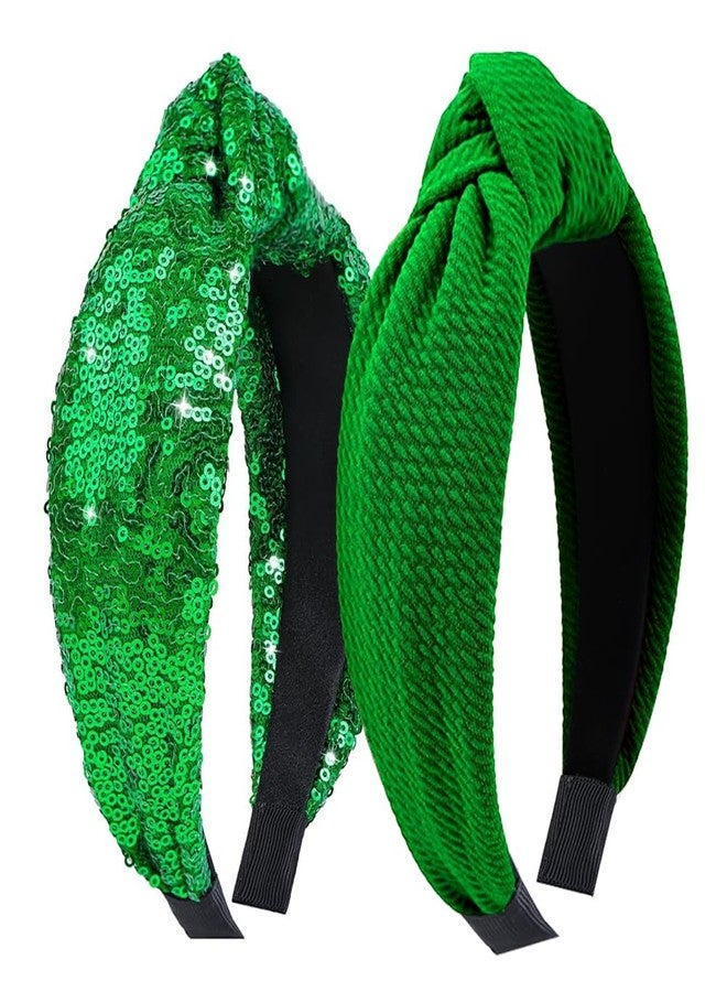 RUPOFUZA St. Patrick’s Day Headbands Knotted Irish Green Clover Shamrock Headbands St Patricks Hair Accessories - Wide Hair Bands for Women and Girls - Image 1