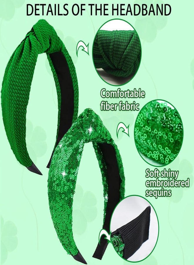 RUPOFUZA St. Patrick’s Day Headbands Knotted Irish Green Clover Shamrock Headbands St Patricks Hair Accessories - Wide Hair Bands for Women and Girls - Image 3