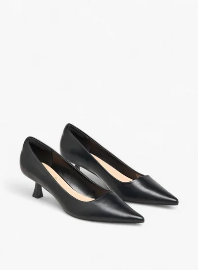 Paprika Solid Pointed Toe Shoes with Kitten Heels
