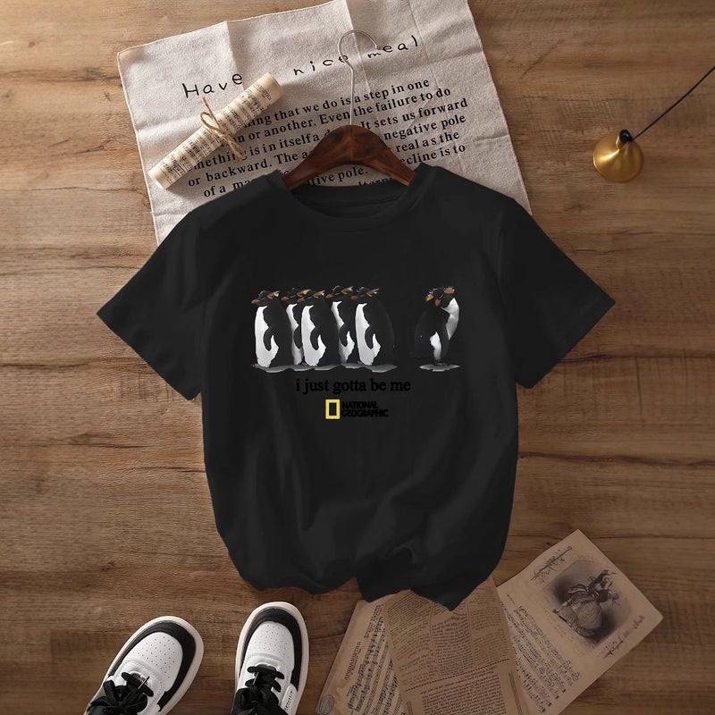 Independent Station Women'S Tops Round Neck Cartoon Printed Short-Sleeved T-Shirt-M - Image 5