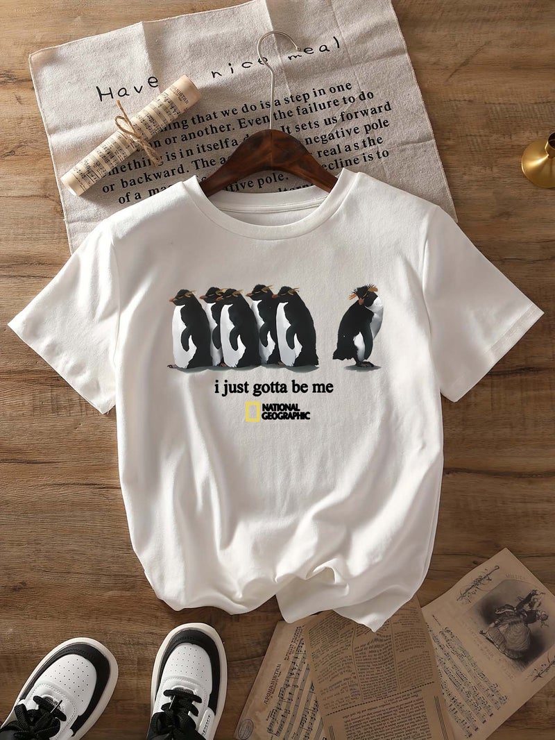 Independent Station Women'S Tops Round Neck Cartoon Printed Short-Sleeved T-Shirt-M - Image 1