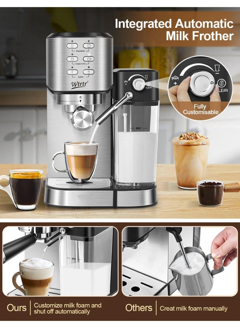 Wtrtr آلة قهوة ووترا One-Touch CoffeeHouse، إسبريسو، كابتشينو ولاتيه، مع خافق حليب أوتوماتيكي (ضمان سنة واحدة) - Image 4