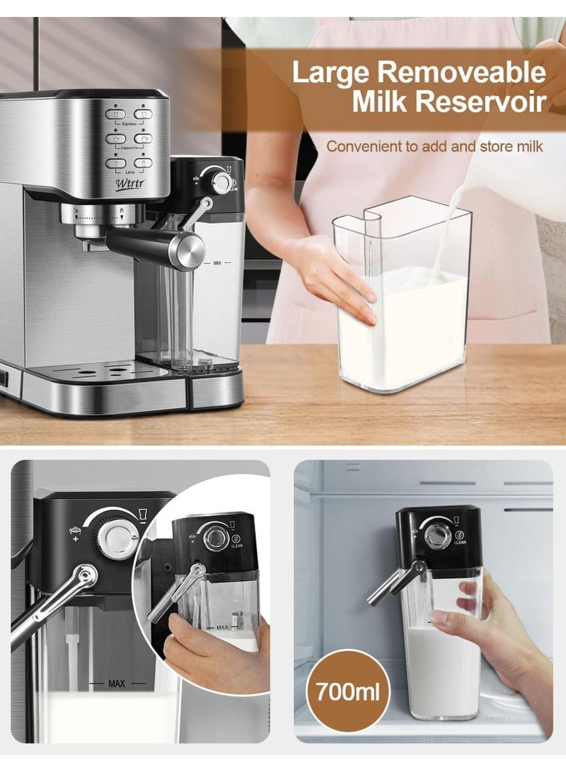 Wtrtr آلة قهوة ووترا One-Touch CoffeeHouse، إسبريسو، كابتشينو ولاتيه، مع خافق حليب أوتوماتيكي (ضمان سنة واحدة) - Image 3
