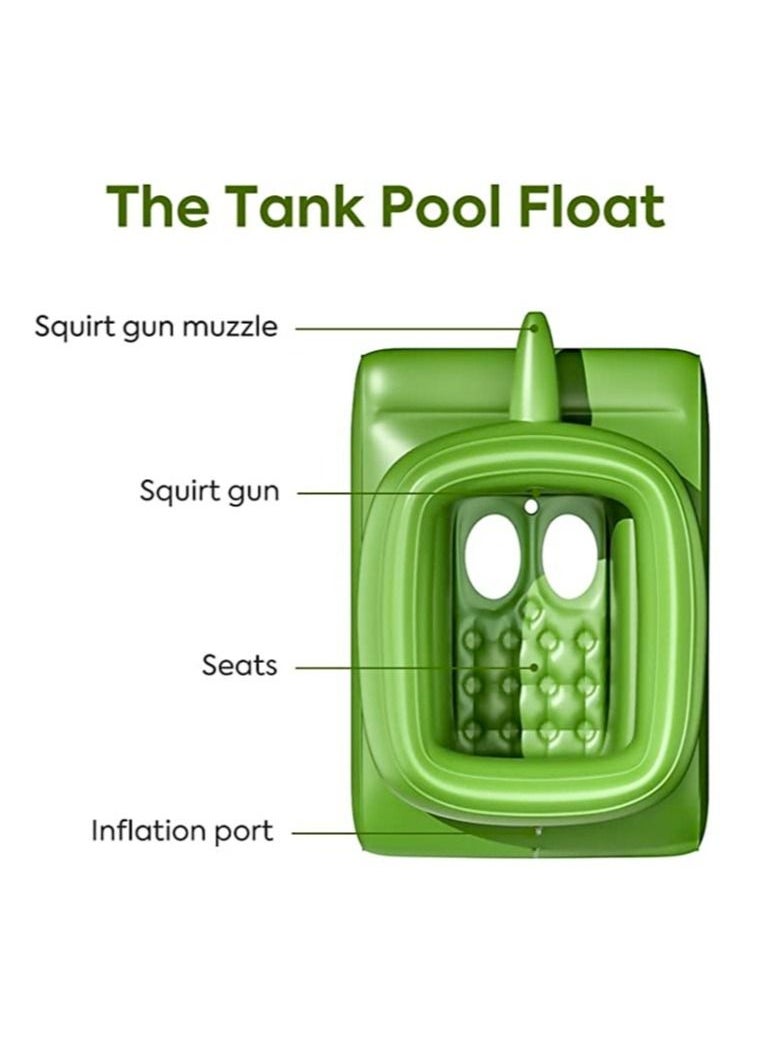 LEDIN - Inflatable Pool Floats Pool Floaties with Water Squirt Gun Inflatable Tank Float with Cannon for Kids and Adults Giant Inflatable Pool Floats for Adults - Image 1