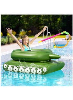 Inflatable Pool Floats Pool Floaties with Water Squirt Gun Inflatable Tank Float with Cannon for Kids and Adults Giant Inflatable Pool Floats for Adults