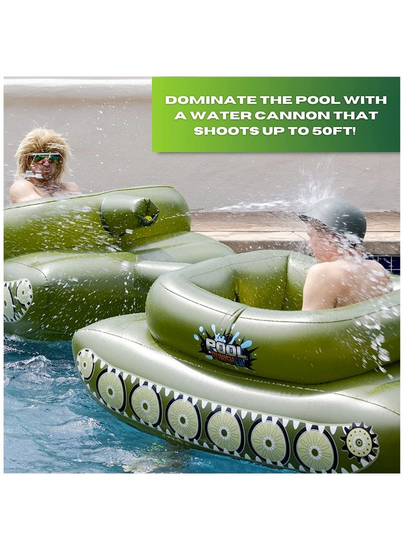 LEDIN - Inflatable Pool Floats Pool Floaties with Water Squirt Gun Inflatable Tank Float with Cannon for Kids and Adults Giant Inflatable Pool Floats for Adults - Image 1