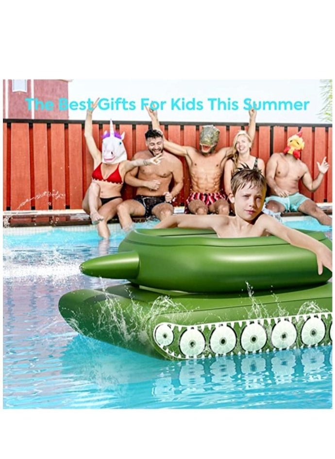 LEDIN - Inflatable Pool Floats Pool Floaties with Water Squirt Gun Inflatable Tank Float with Cannon for Kids and Adults Giant Inflatable Pool Floats for Adults - Image 1