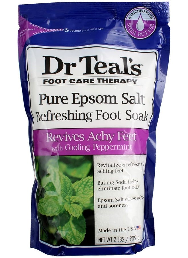 Dr Teal's Epsom Salt Foot Soak, Cooling Peppermint, 32 Ounce (Pack Of 2)  - Image 1